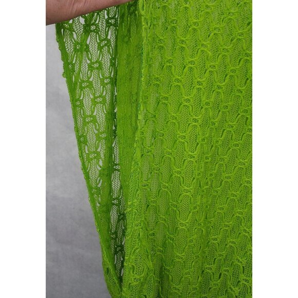 Trina Turk Cover-up Womens Med Top Lime Green Crochet Colorful Stretch Open Side - Picture 6 of 13